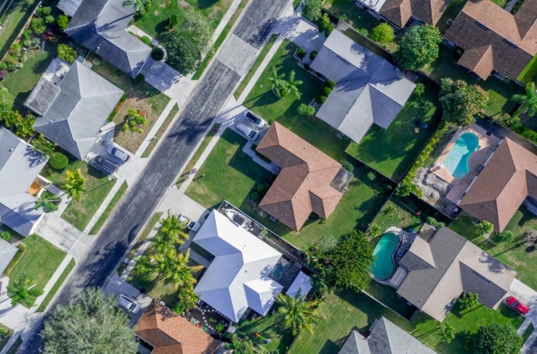 aerial view of suburb
