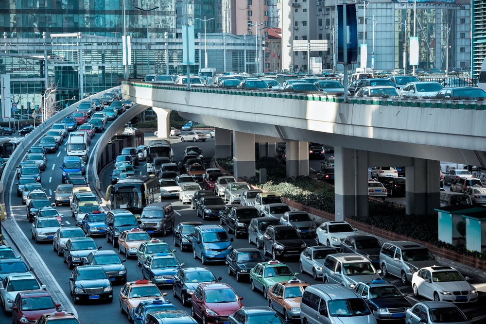 heavy traffic during rush hour