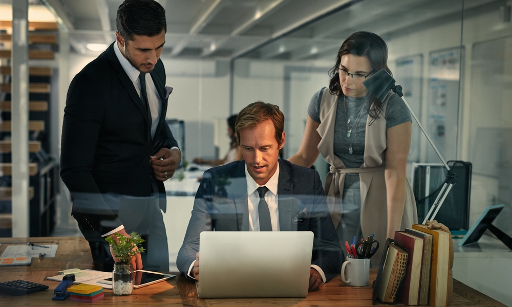 Modern coworking space with natural light and flexible workspace areas