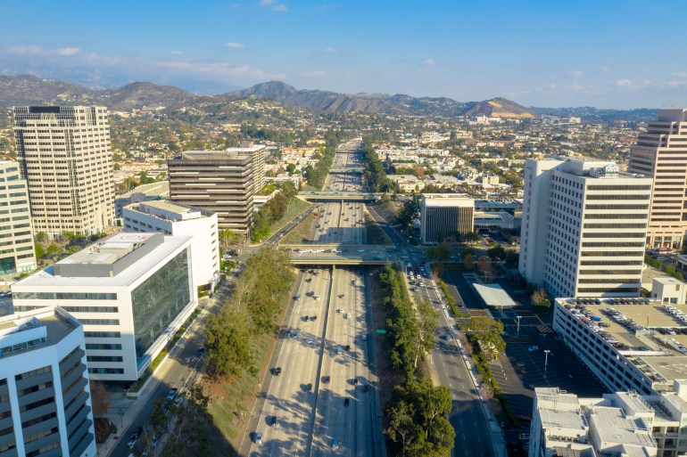Industrious Partners with Caruso for 12,000 Sq. Ft. in Glendale’s Masonic Temple Aerial view of Glendale during the day.